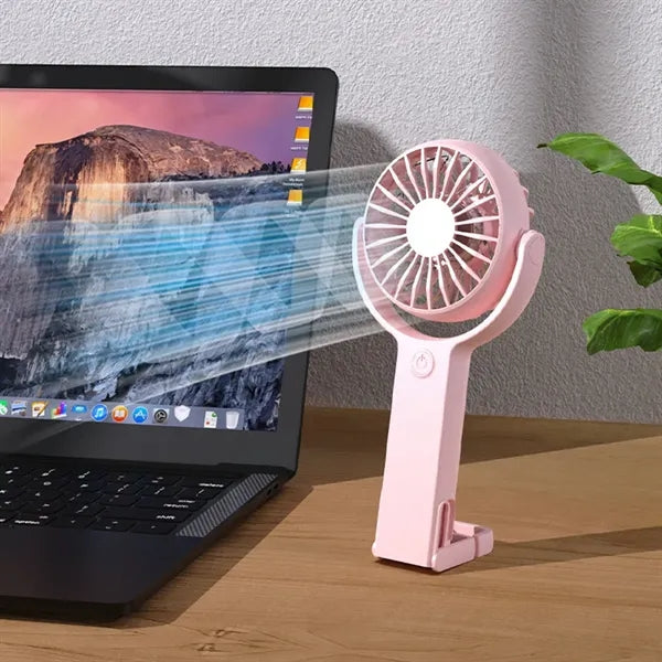Portable handheld fan with foldable hook for travel office
