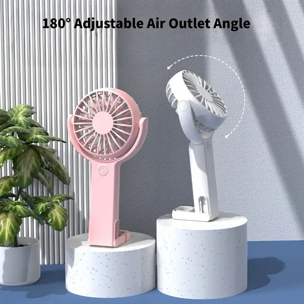 Portable handheld fan with foldable hook for travel office