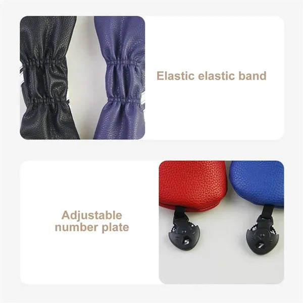 PU leather golf club cover waterproof with changeable tag