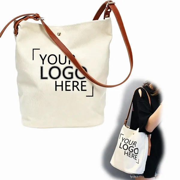Minimalist Canvas Bucket Bag with Adjustable Strap