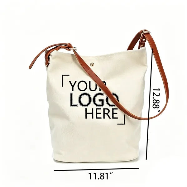 Minimalist Canvas Bucket Bag with Adjustable Strap