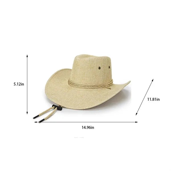 Western cowboy hat cowgirl uv protect linen like wide brim