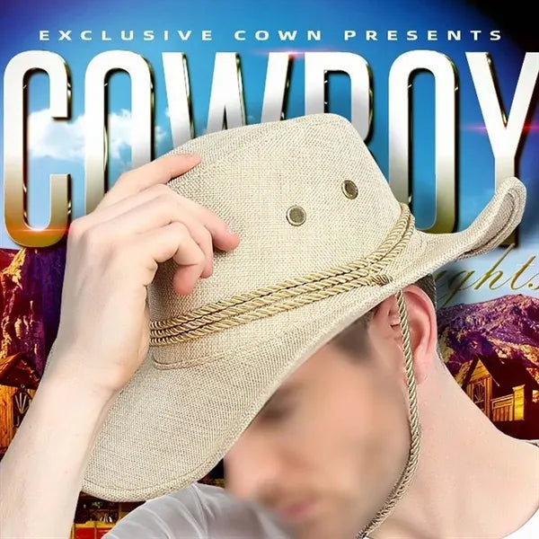 Western cowboy hat cowgirl uv protect linen like wide brim