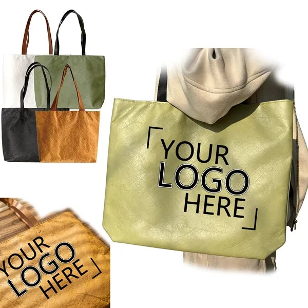 Modern Tyvek Tote Bag Lightweight Kraft Paper Style Shopping