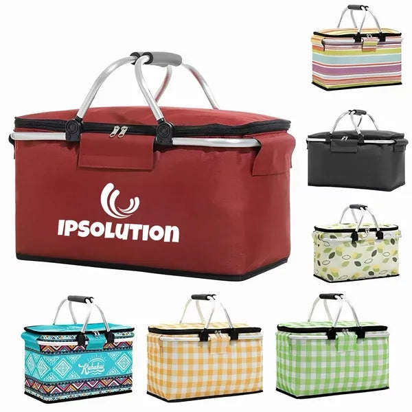 Collapsible Insulated Picnic Basket W/Handles
