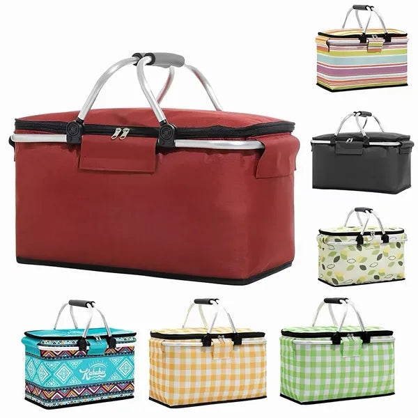 Collapsible Insulated Picnic Basket W/Handles