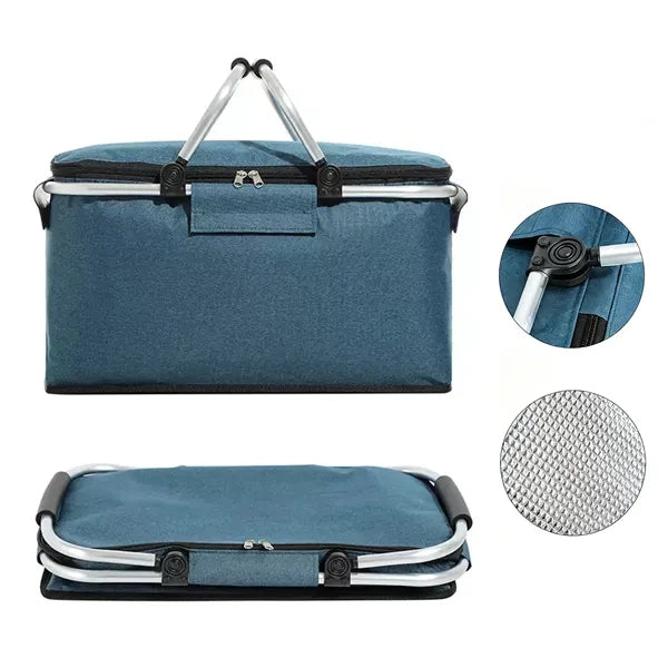 Collapsible Insulated Picnic Basket W/Handles