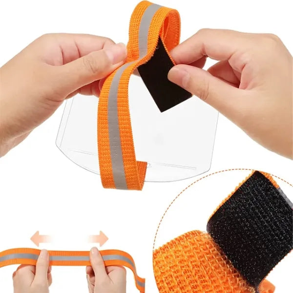 Adjustable Reflective Elastic Armband ID Badge Holder