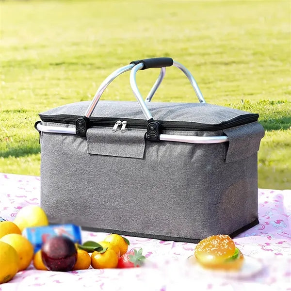Portable insulated picnic basket foldable cooler for travel