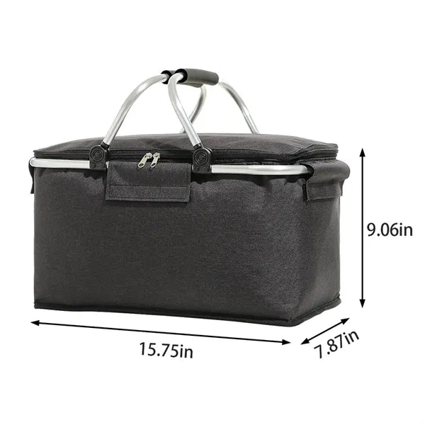 Portable insulated picnic basket foldable cooler for travel