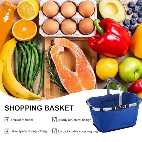 Large collapsible picnic basket with handle for shopping