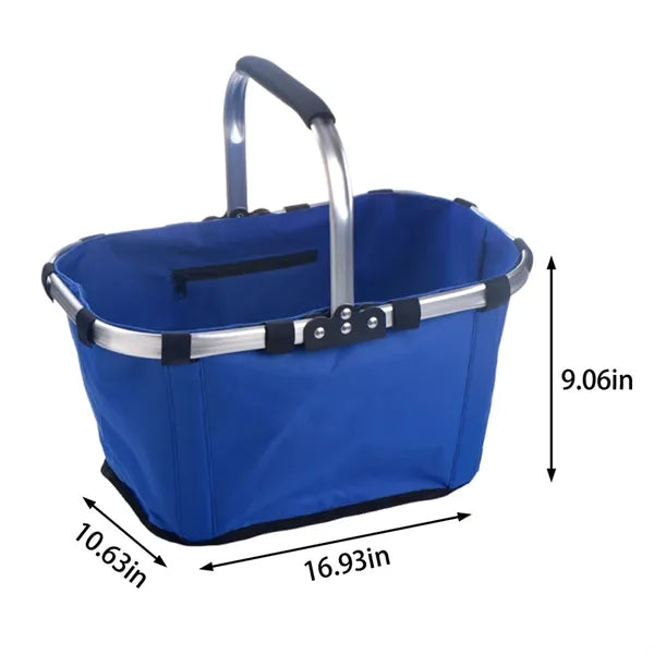 Large collapsible picnic basket with handle for shopping