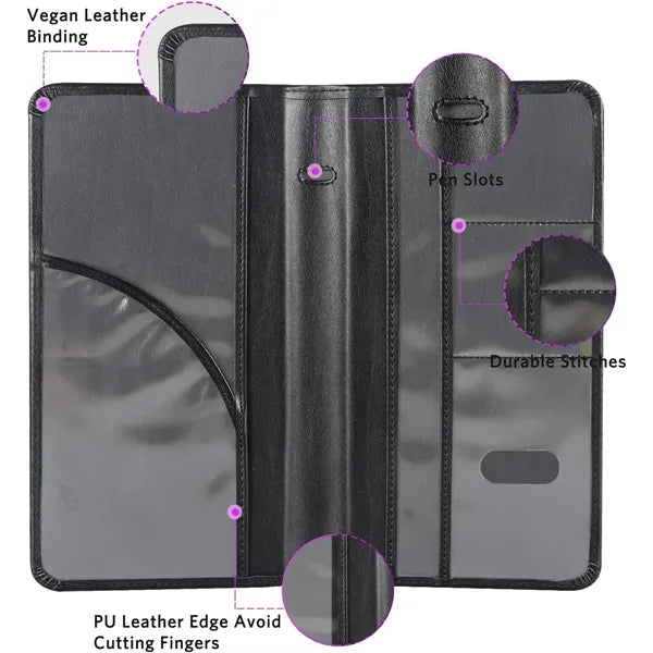 Leather Vehicle Registration Insurance Card Holder pen loop