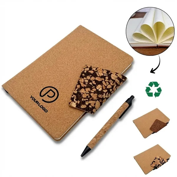Eco-friendly coffee grounds cork notebook for office school