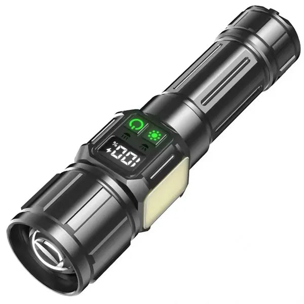 Rechargeable Led Flashlight With Digital Display Side Light