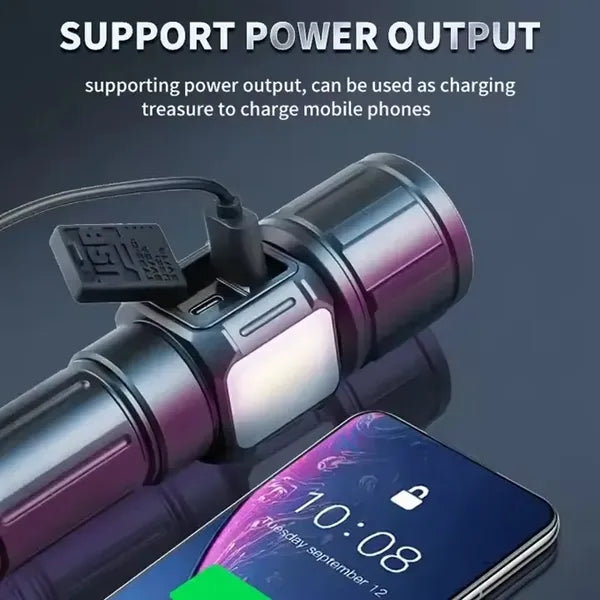 Rechargeable Led Flashlight With Digital Display Side Light