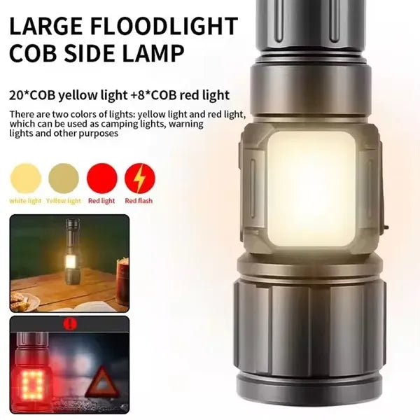 Rechargeable Led Flashlight With Digital Display Side Light