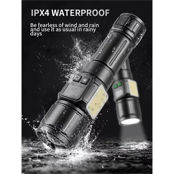 Rechargeable Led Flashlight With Digital Display Side Light