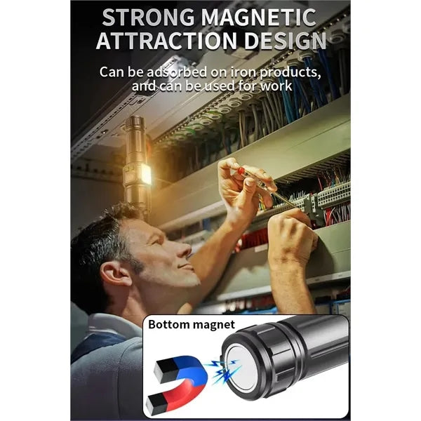 Rechargeable Led Flashlight With Digital Display Side Light