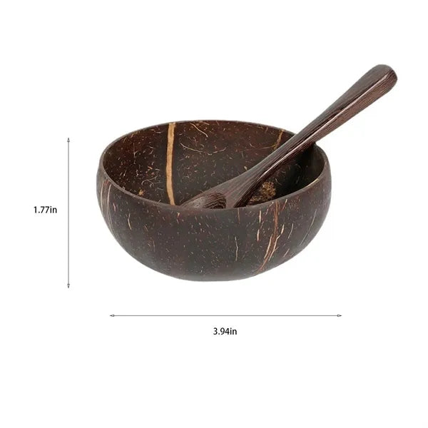 Coconut bowl & spoon set natural eco-friendly for yoghurt