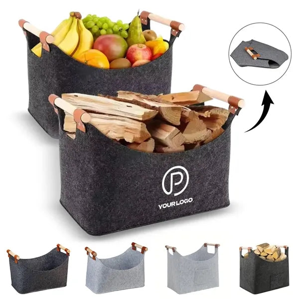 Large felt firewood carrier storage basket for shopping logs