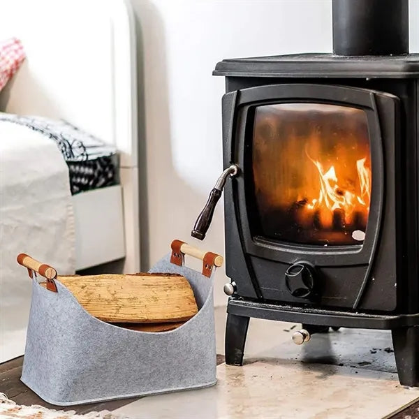Large felt firewood carrier storage basket for shopping logs