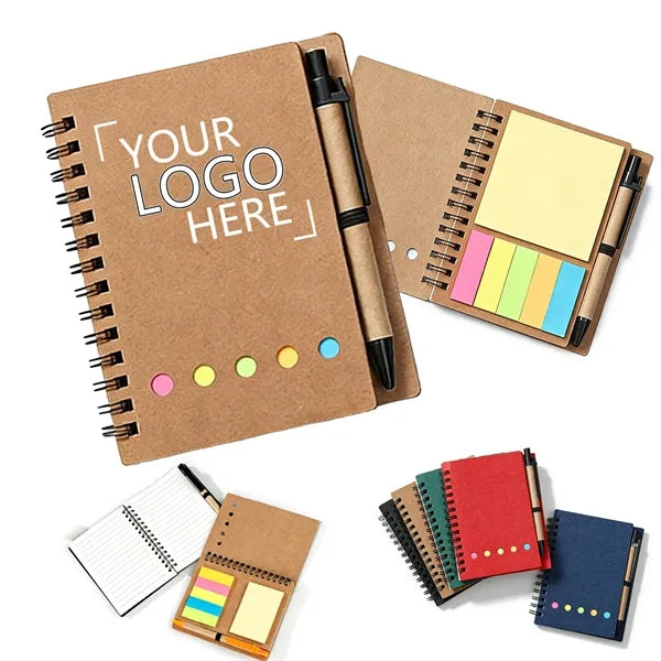 3 In 1 Spiral Notebook With Pen And Sticky Notes