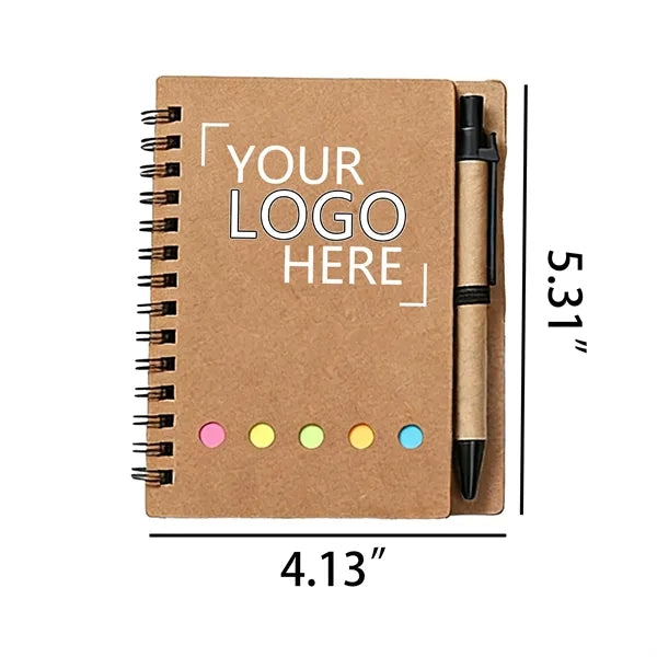 3 In 1 Spiral Notebook With Pen And Sticky Notes