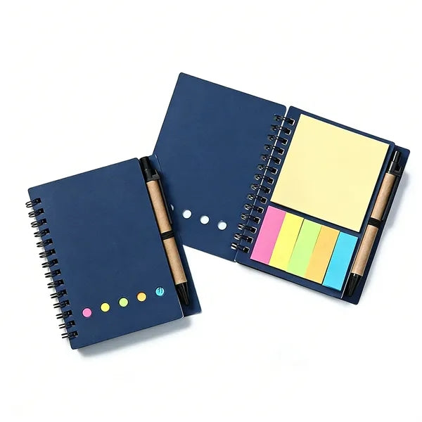 3 In 1 Spiral Notebook With Pen And Sticky Notes