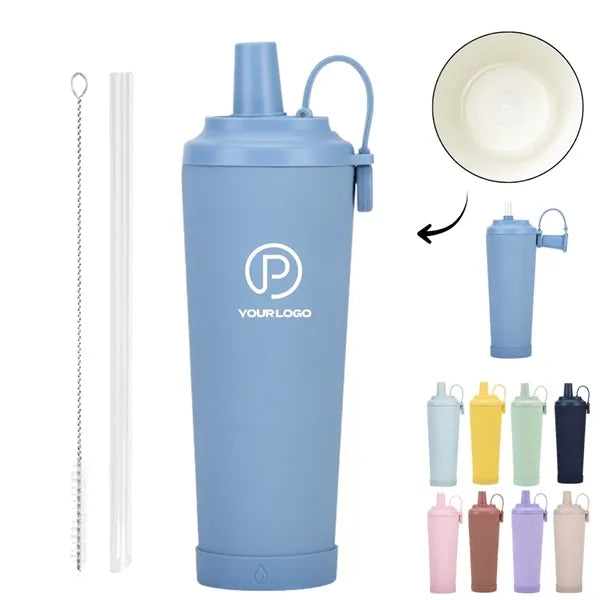 28oz stainless steel water bottle with straw for travel