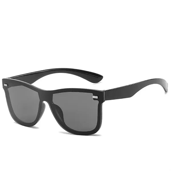 Rimless Shield Sunglasses with Black Frames
