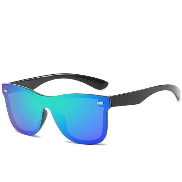 Rimless Shield Sunglasses with Black Frames