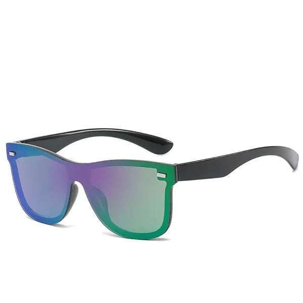Rimless Shield Sunglasses with Black Frames