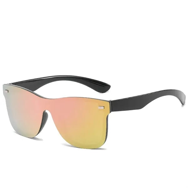 Rimless Shield Sunglasses with Black Frames