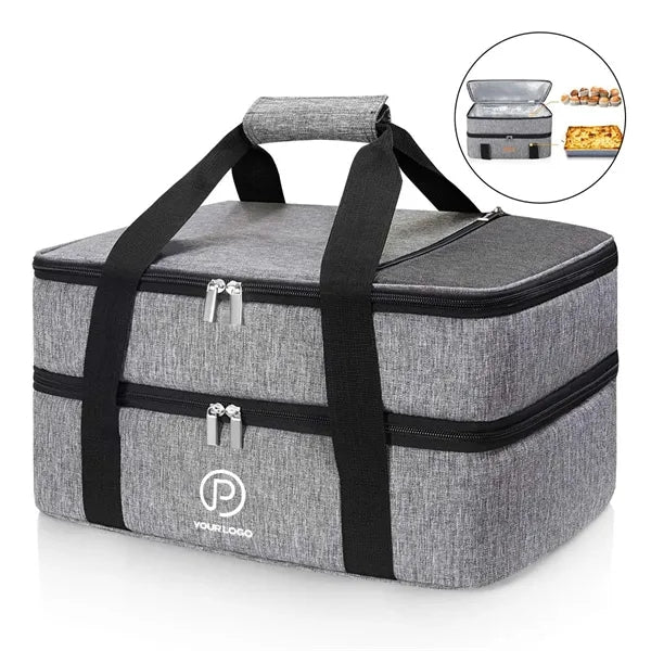 Insulated double decker casserole carrier portable cooler