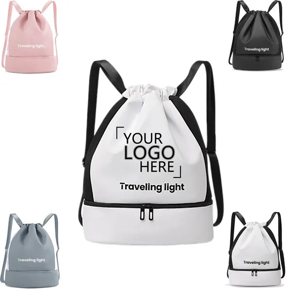 Drawstring Gym Backpack Wet Dry Travel Sack