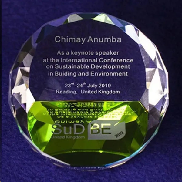 3" Diamond Shape Crystal Glass Paperweight with Gift Box