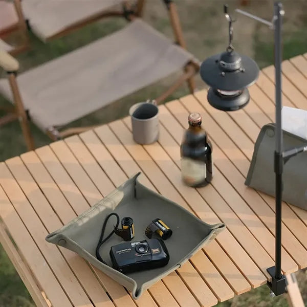 Portable foldable valet tray storage organizer for camping
