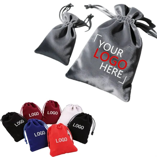 Premium Velvet Drawstring Pouch Jewelry Gift Bag with Logo