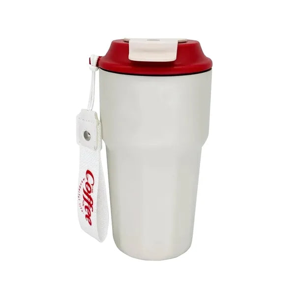 14.2 Stainless Steel Coffee Mug with Lid and lanyard