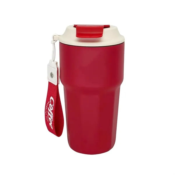 14.2 Stainless Steel Coffee Mug with Lid and lanyard