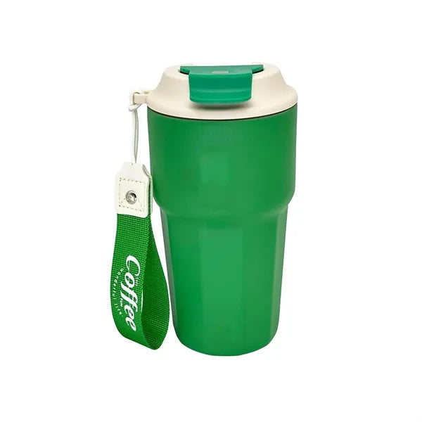 14.2 Stainless Steel Coffee Mug with Lid and lanyard