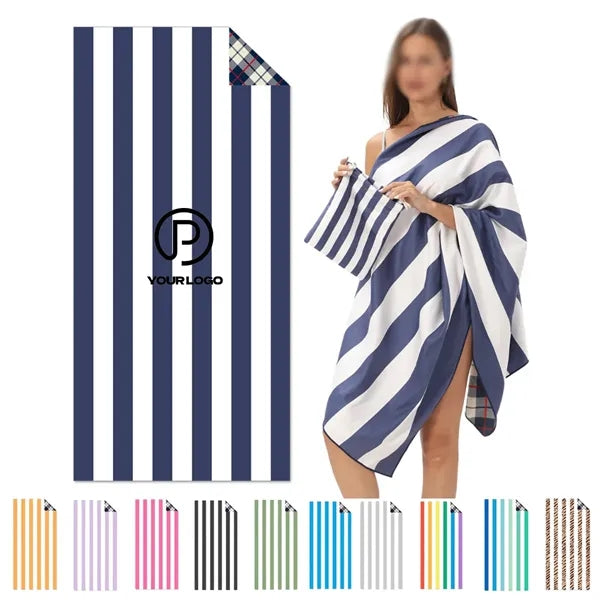 Oversized quick dry stripe beach towel for pool & camping