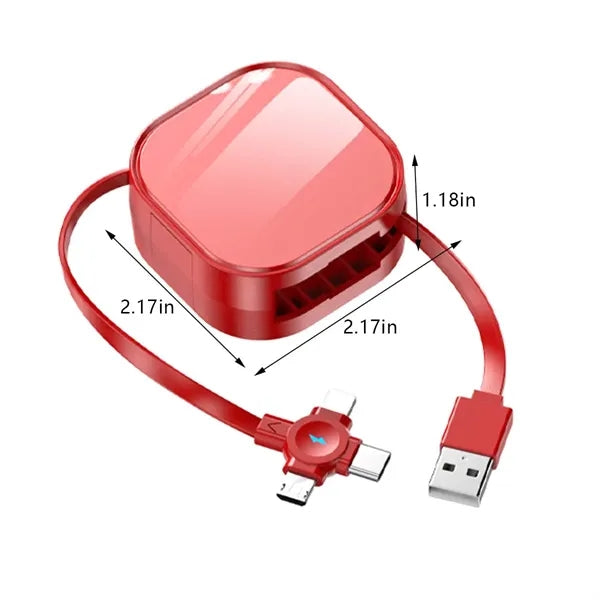 3-in-1 retractable fast charging cable with phone stand
