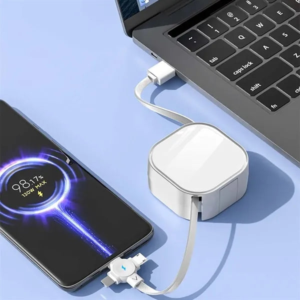 3-in-1 retractable fast charging cable with phone stand
