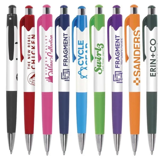 Two-Tone Large Imprint Area Retractable Promo Pen