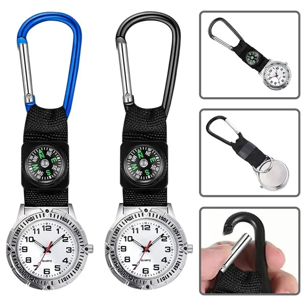 Carabiner Clip Nurse Watch with Compass and Luminous Dial