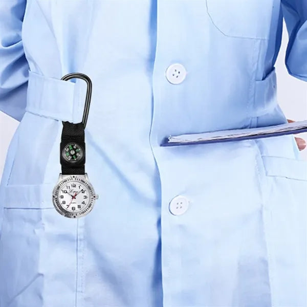 Carabiner Clip Nurse Watch with Compass and Luminous Dial