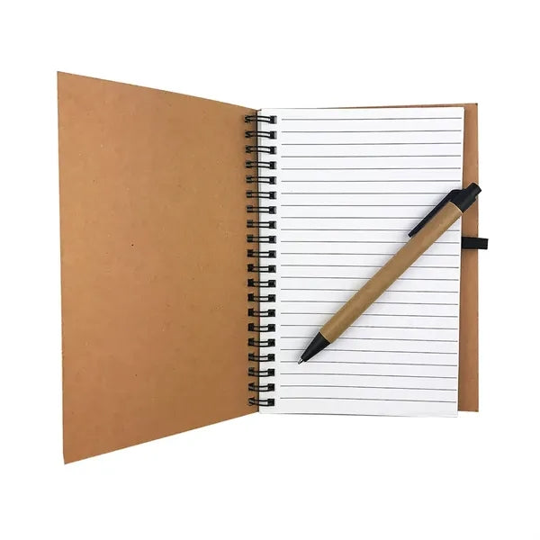 Cork Cover Spiral Notebook with Pen Holder