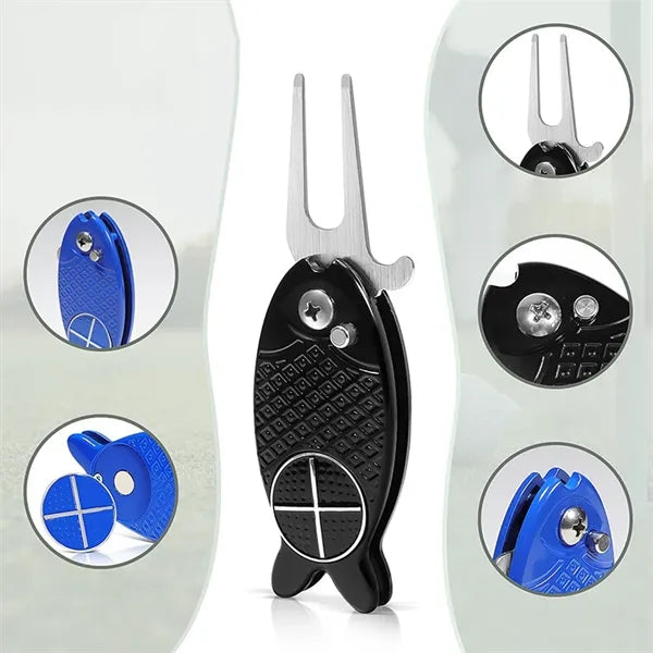 Premium Folding Aluminum Divot Tool W/ Magnetic Ball Marker